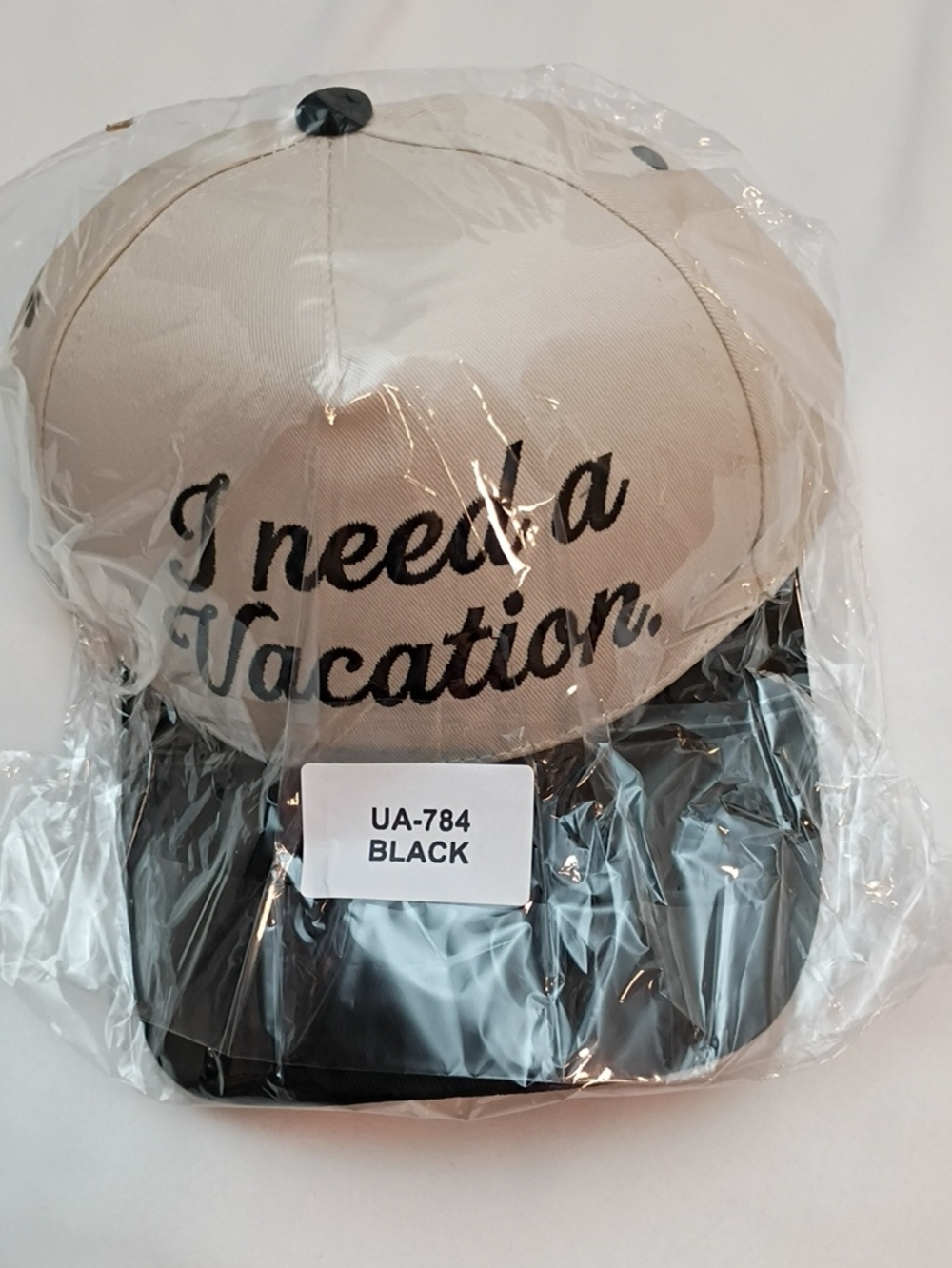 Zenana OSFM Adults II Need a Vacation Embroidered Baseball Cap - Beige and Black